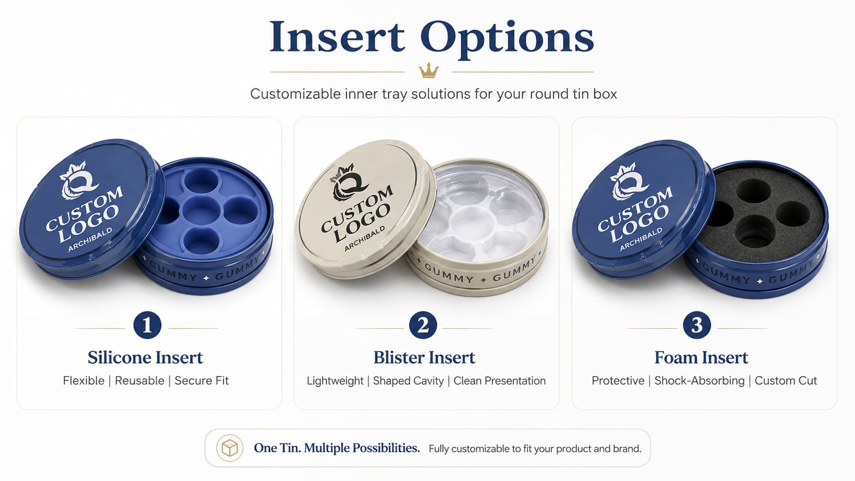 child resistant round tin box with insert